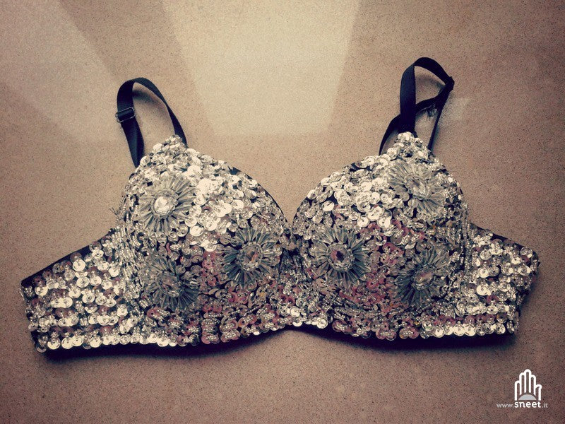 Reggiseno pailettes fiori