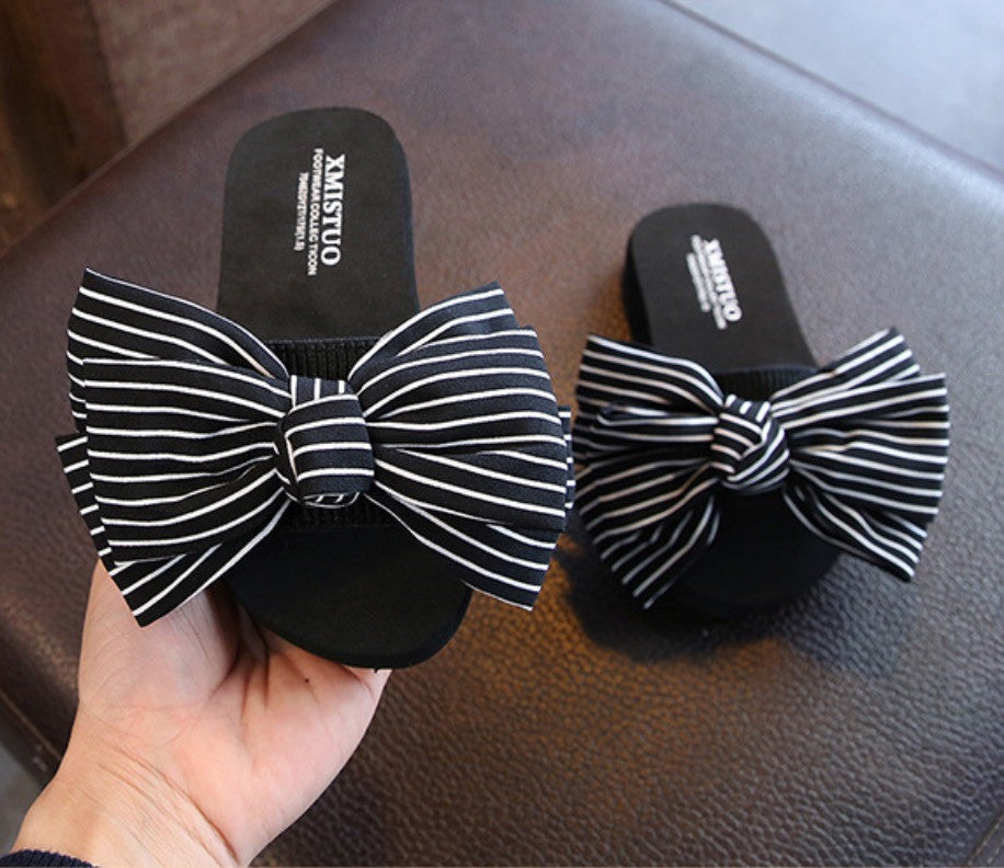 Infradito donna-bambina fiocco righe