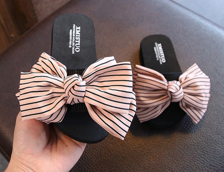 Infradito donna-bambina fiocco righe