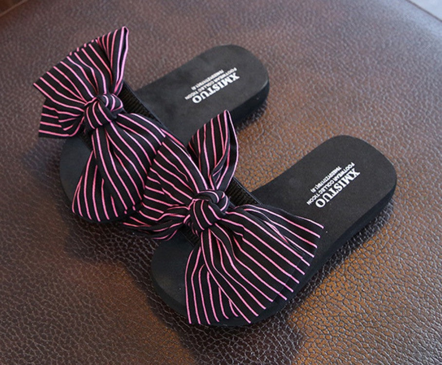 Infradito donna-bambina fiocco righe