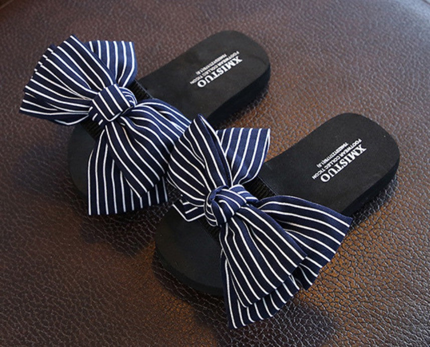 Infradito donna-bambina fiocco righe