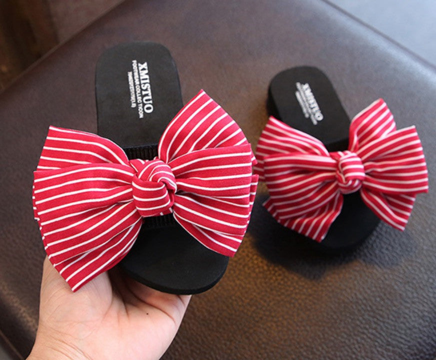 Infradito donna-bambina fiocco righe