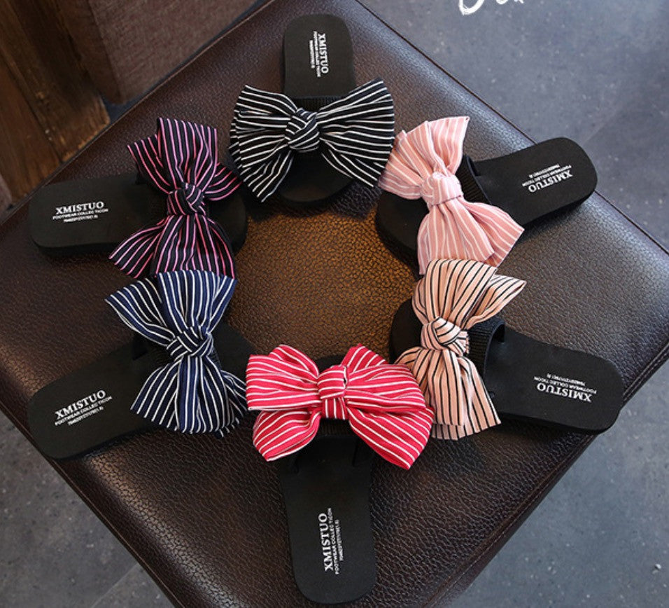 Infradito donna-bambina fiocco righe