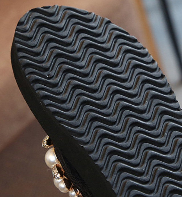 Infradito donna-bimba gioiello perle rose bianco