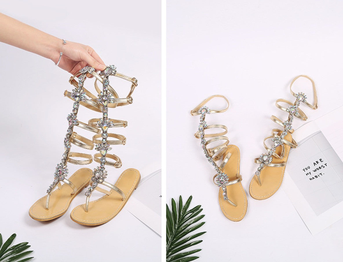 Sandali alti strass warrior