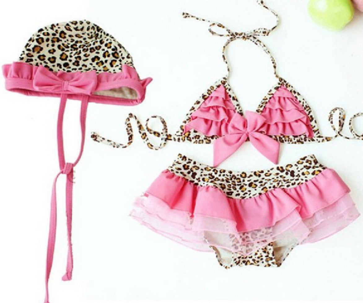 Bikini baby pinkleopardvolant