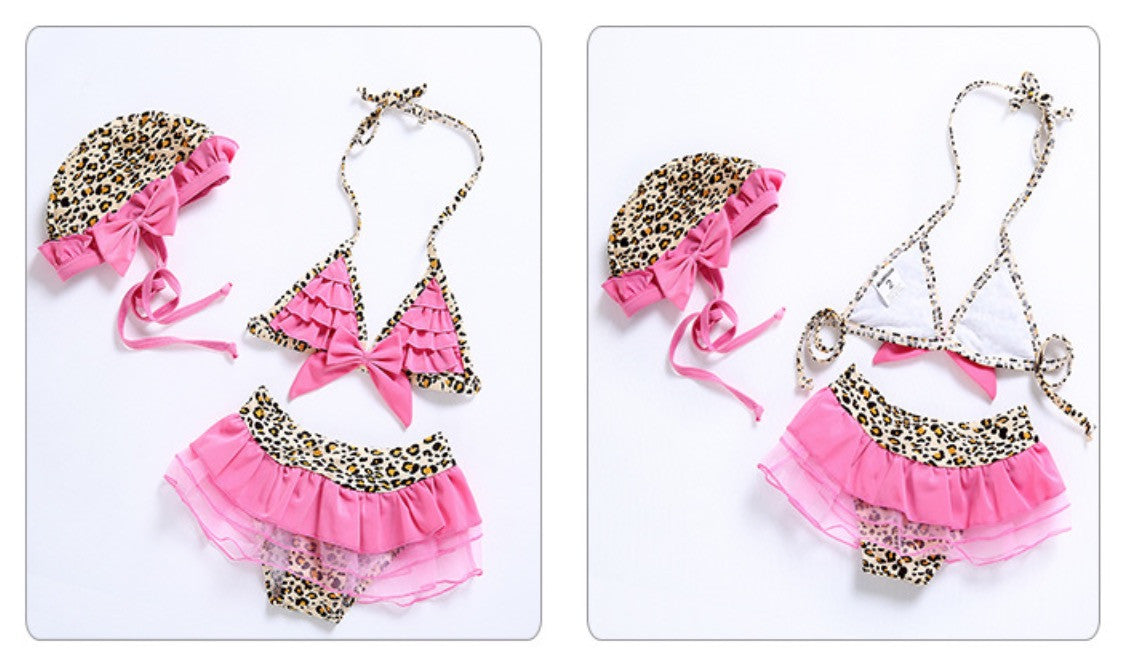Bikini baby pinkleopardvolant