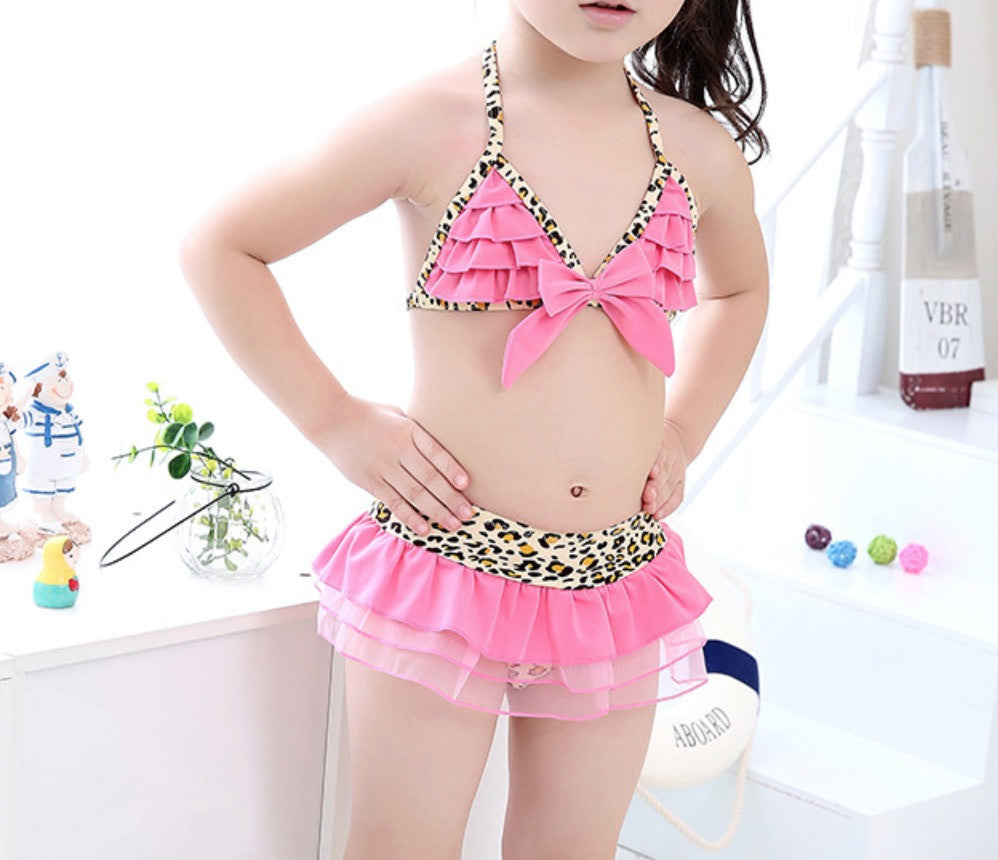 Bikini baby pinkleopardvolant