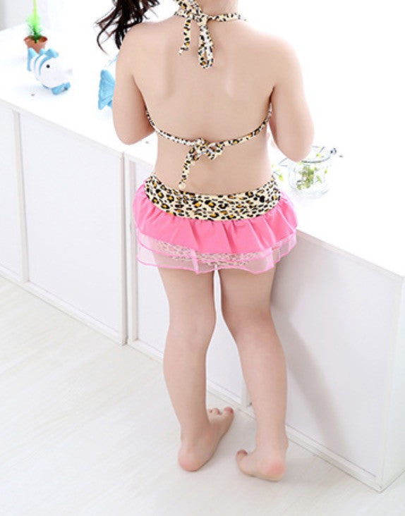 Bikini baby pinkleopardvolant