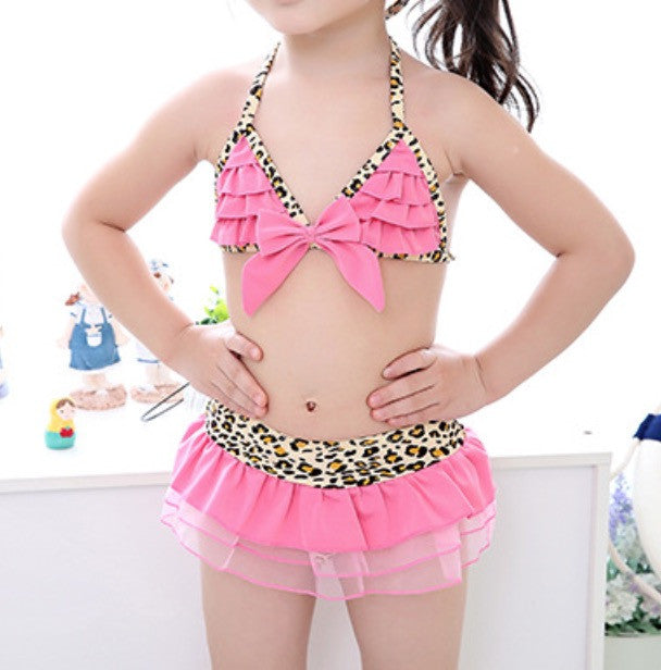Bikini baby pinkleopardvolant