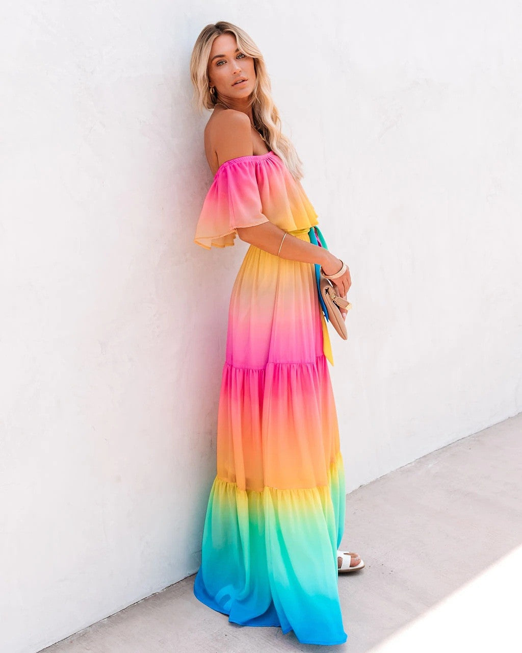 Rainbow sofly dress maxi