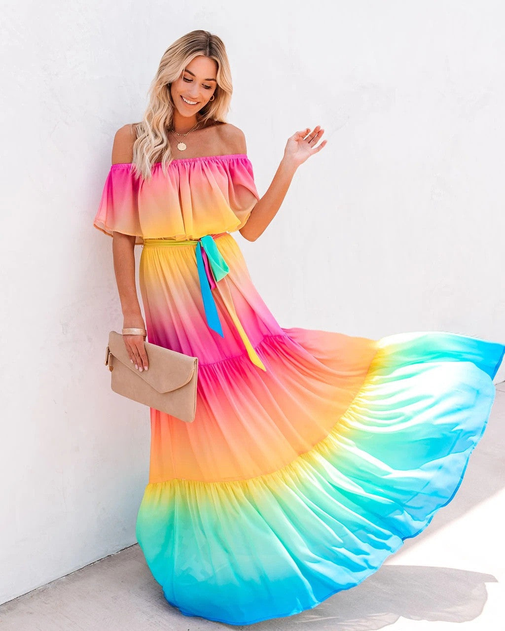 Rainbow sofly dress maxi