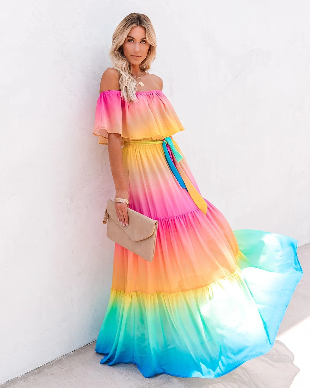 Rainbow sofly dress maxi