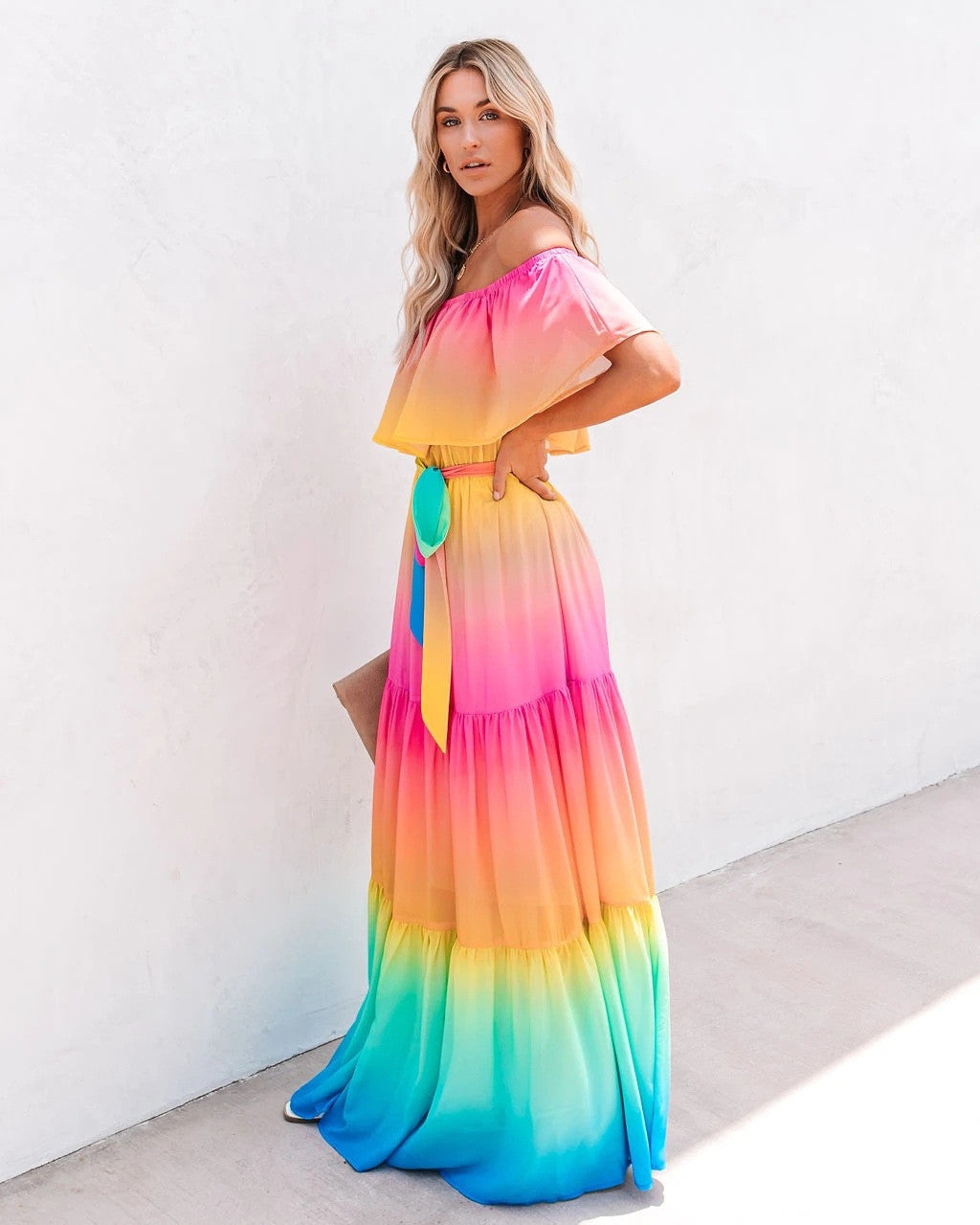 Rainbow sofly dress maxi