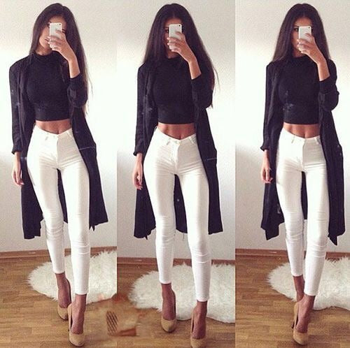 Skinny jeans simple whime Bianco vista frontale | Dream Shop