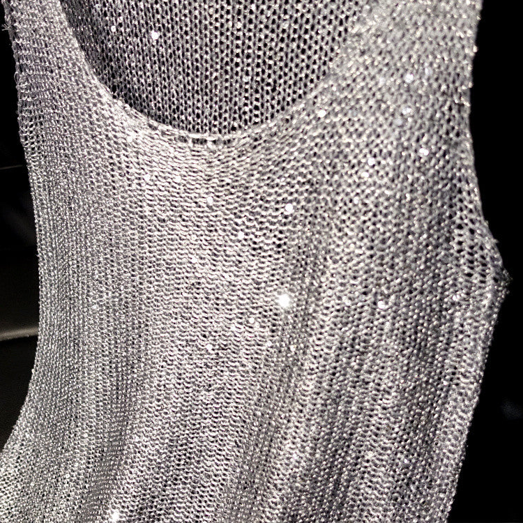 Abito lungo lamè girocollo