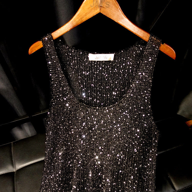 Abito lungo lamè girocollo