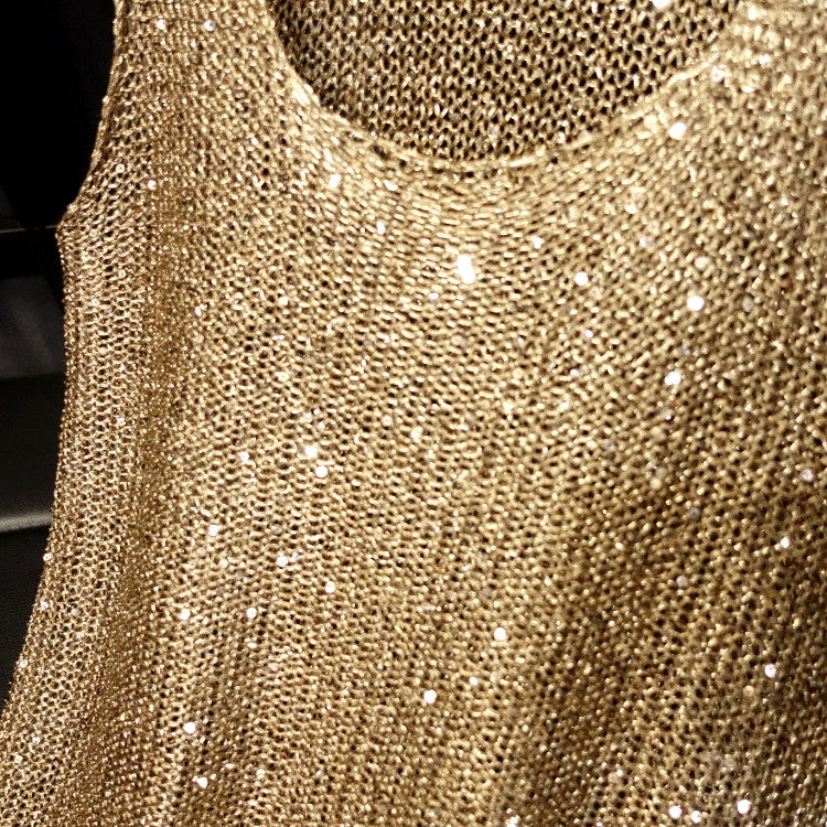 Abito lungo lamè girocollo