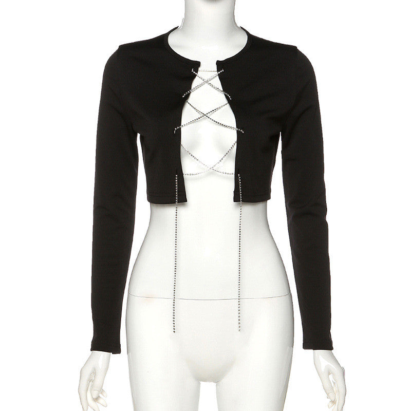 Maglia incrocio-strass