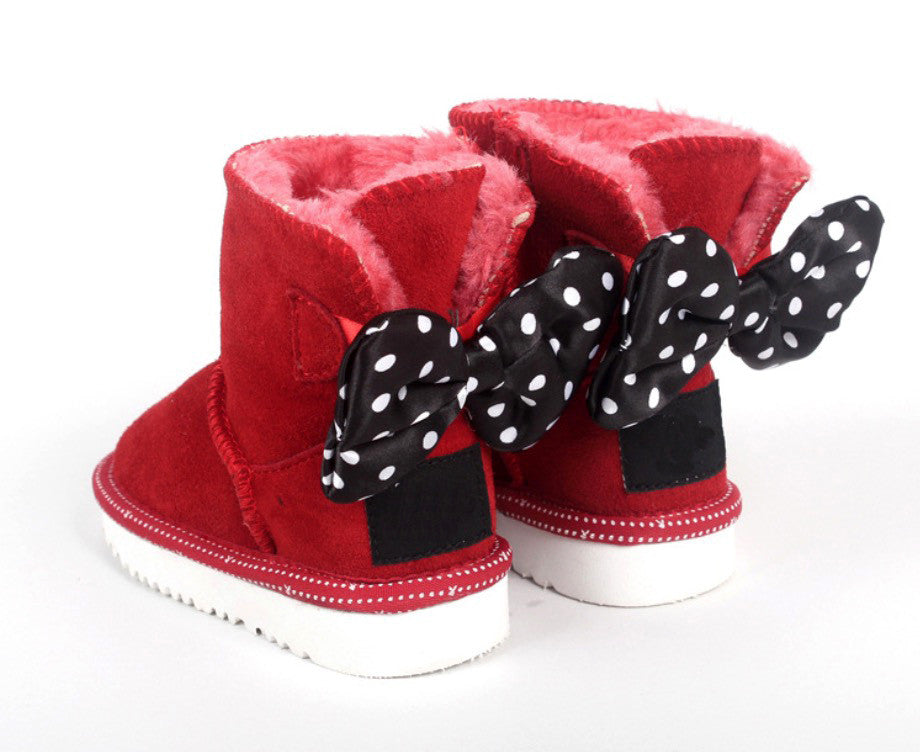 Boot fiocco rosso pois