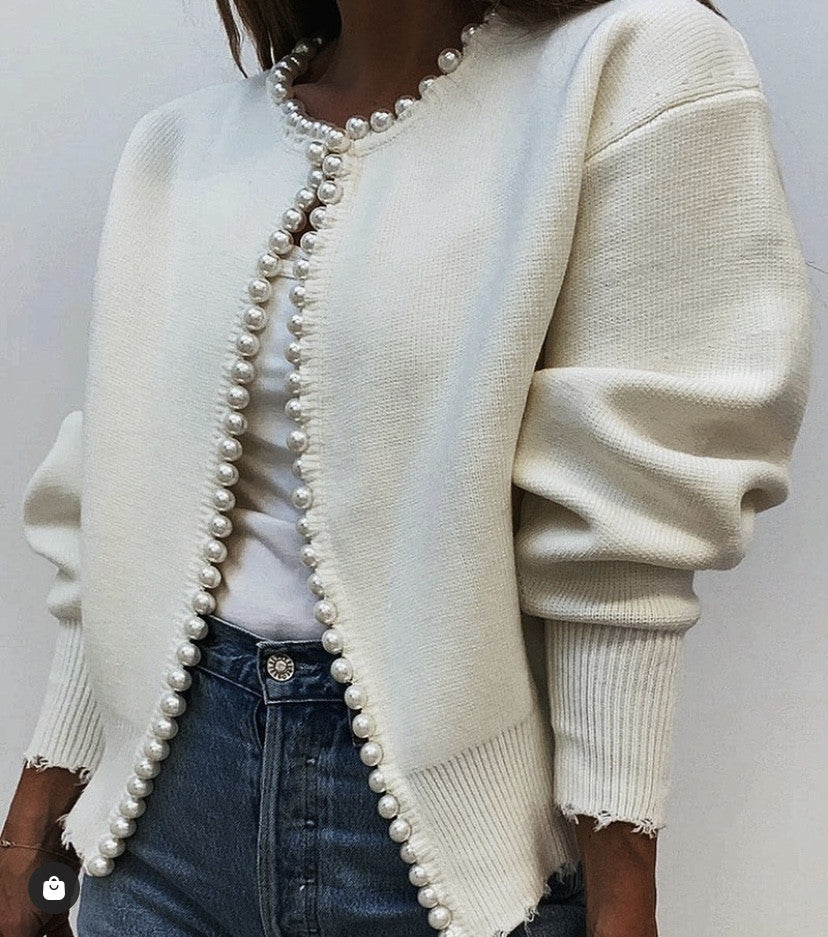 Cardigan bordo perle