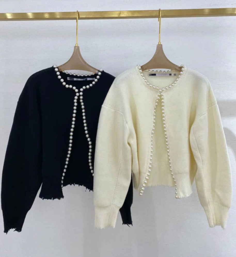 Cardigan bordo perle