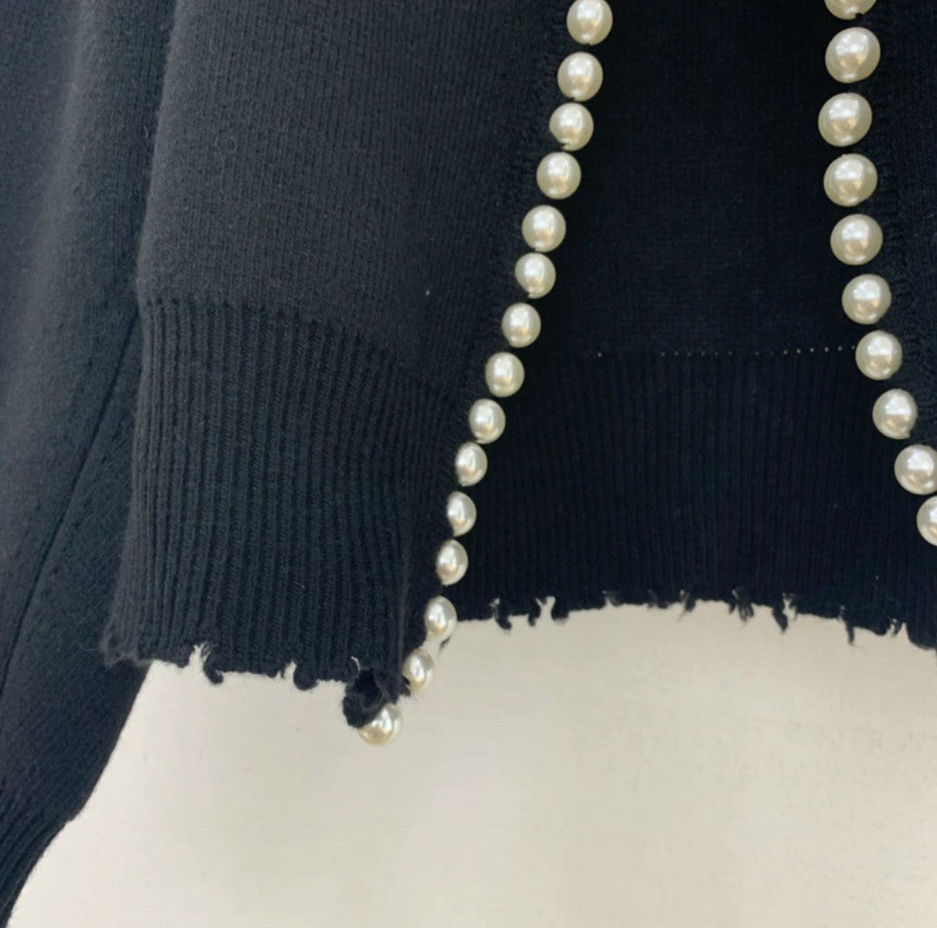 Cardigan bordo perle