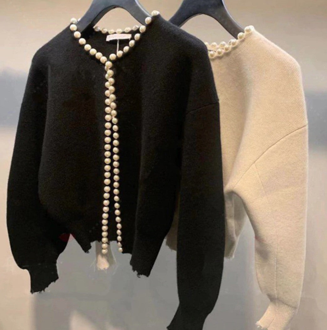 Cardigan bordo perle