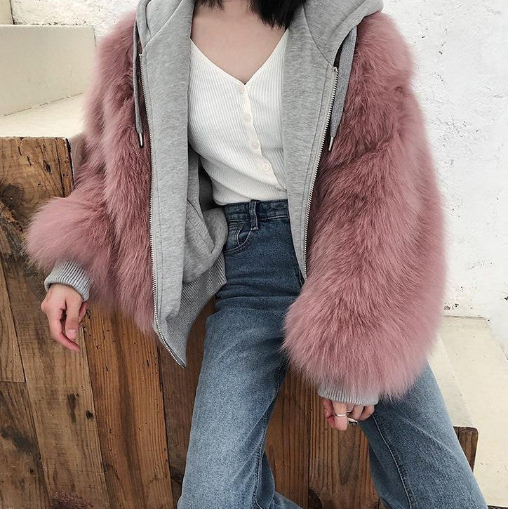 Felpone double-face pelliccia