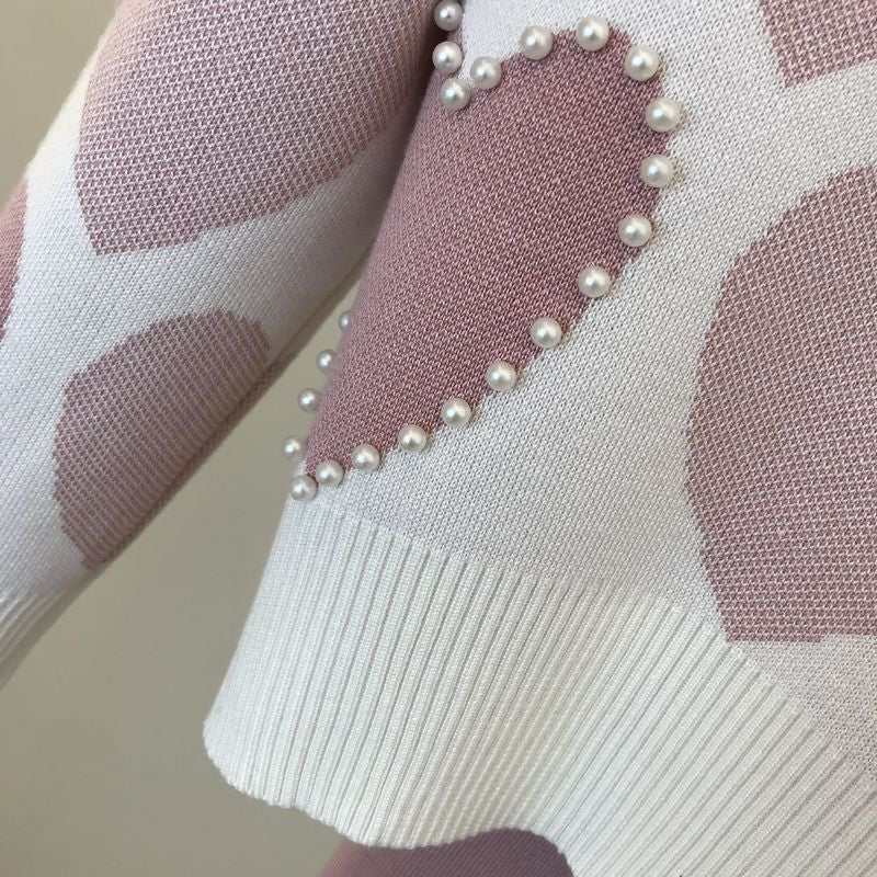 Set pants & pull cuori perle