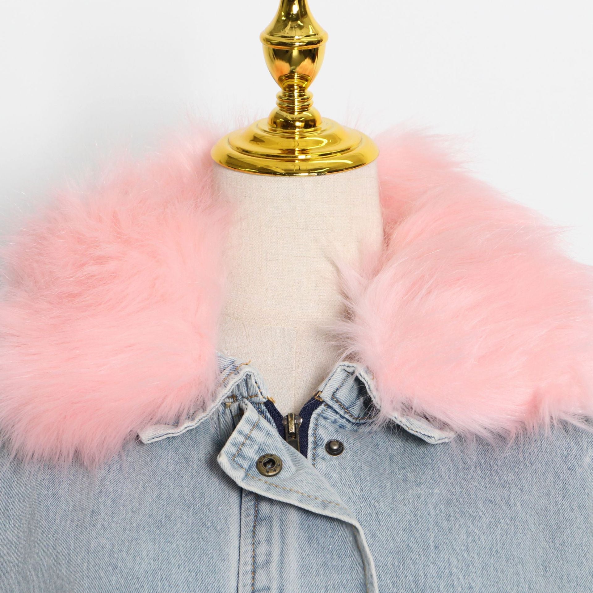Giacca denim white and furry