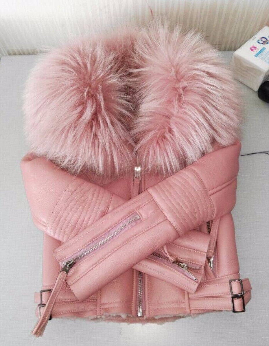 Giacca pelle con collo Eskid