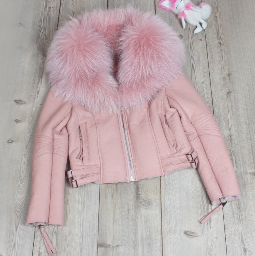 Giacca pelle con collo Eskid