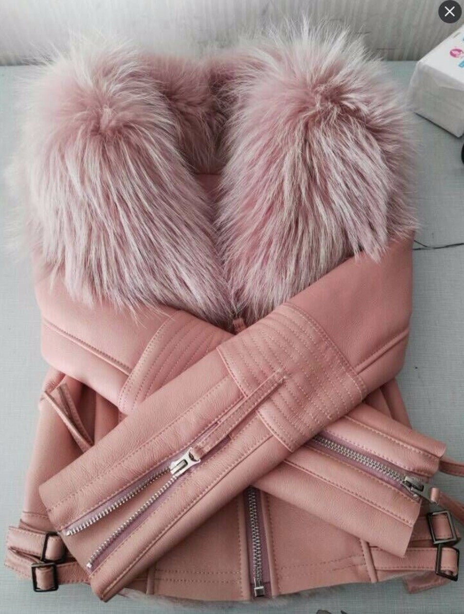 Giacca pelle con collo Eskid