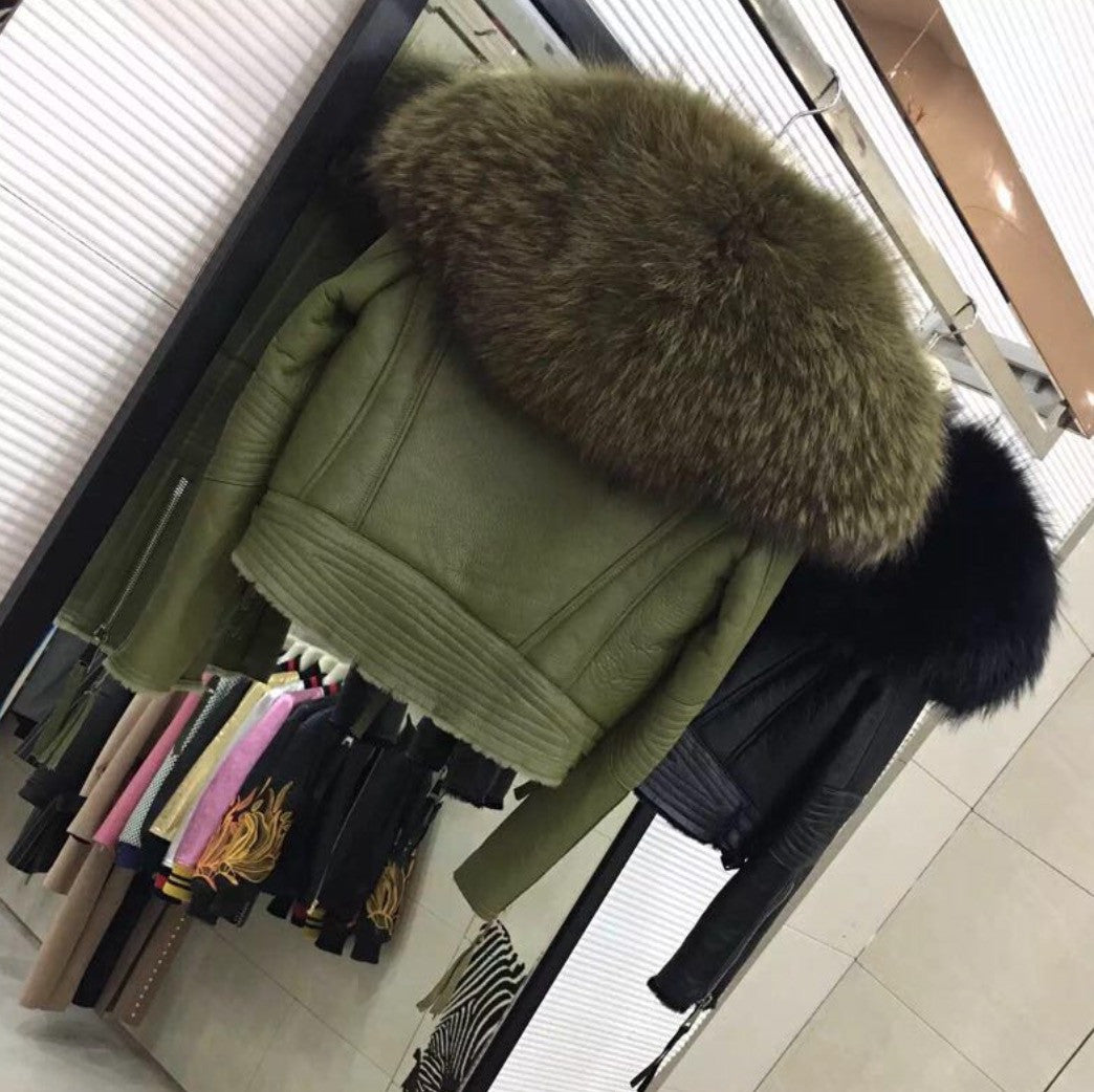 Giacca pelle con collo Eskid