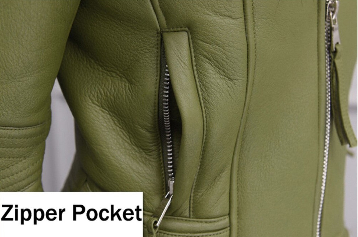 Giacca pelle con collo Eskid