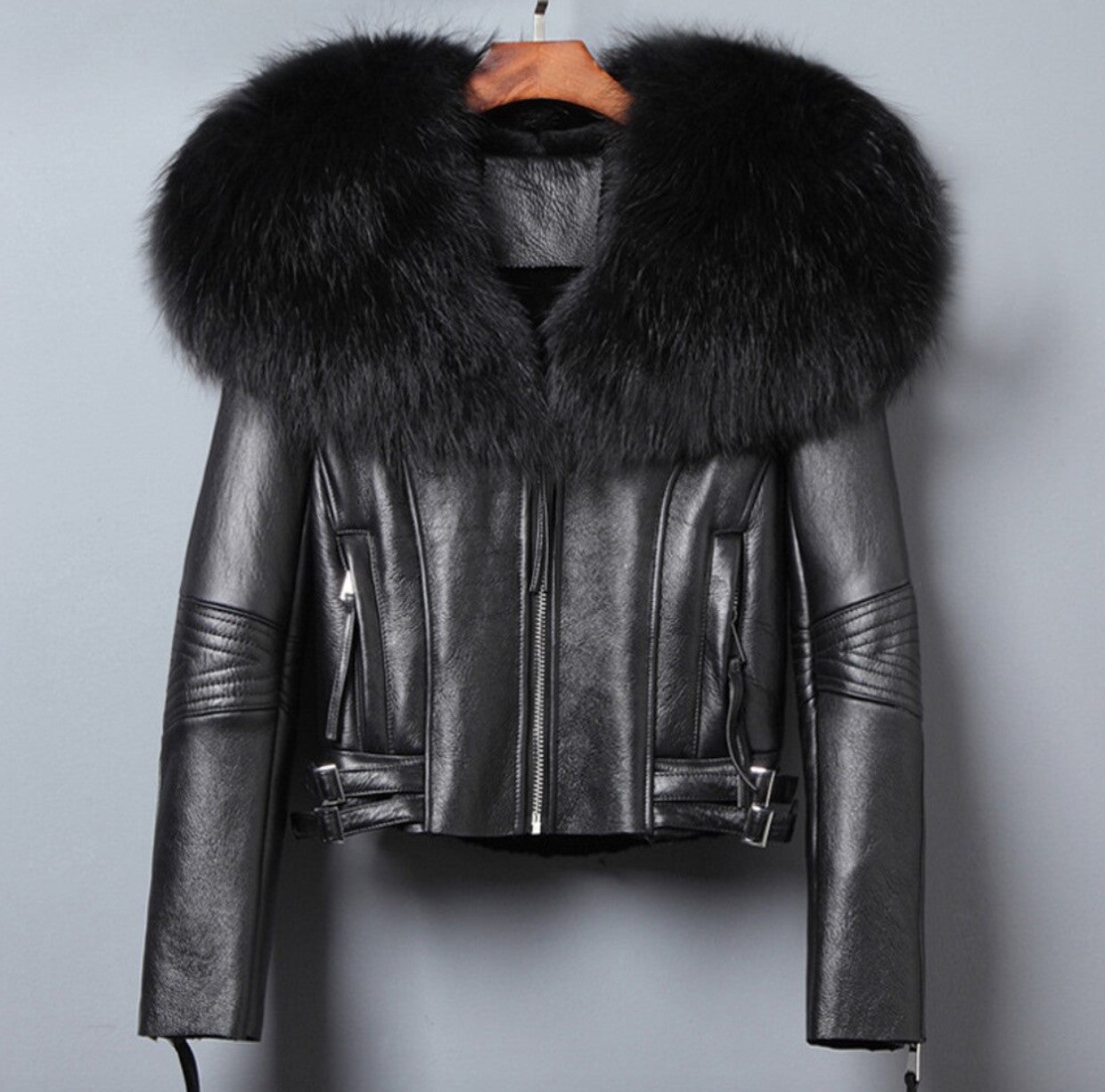 Giacca pelle con collo Eskid