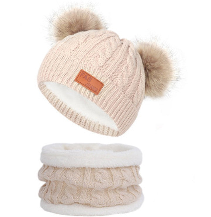 Cappellino double pon-pon treccia baby