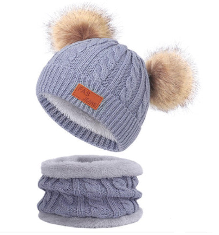 Cappellino double pon-pon treccia baby