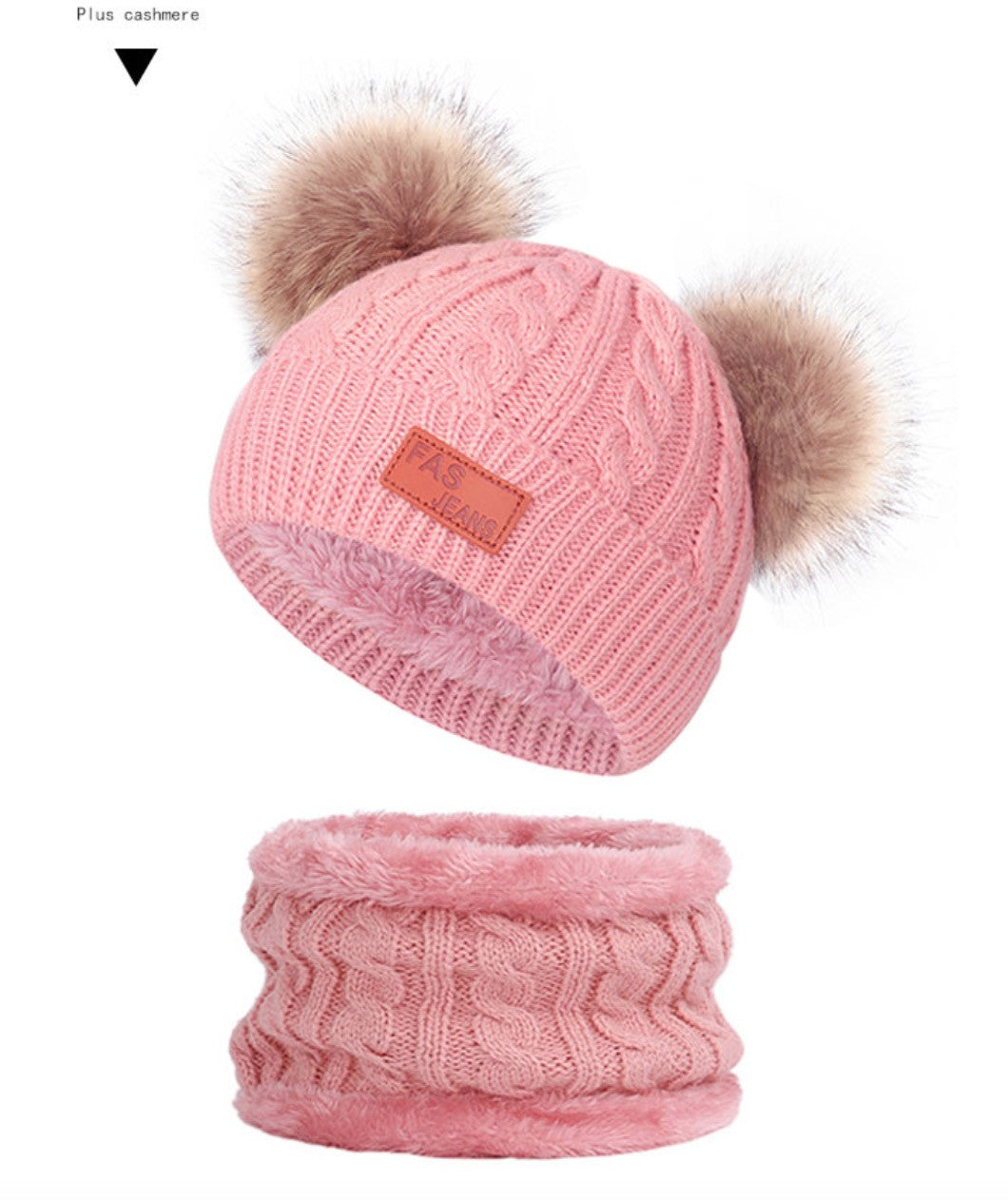 Cappellino double pon-pon treccia baby