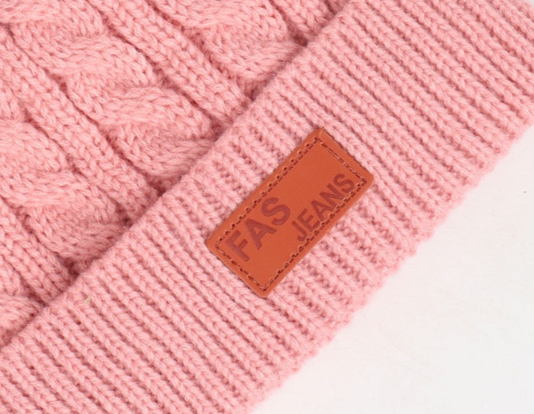 Cappellino double pon-pon treccia baby