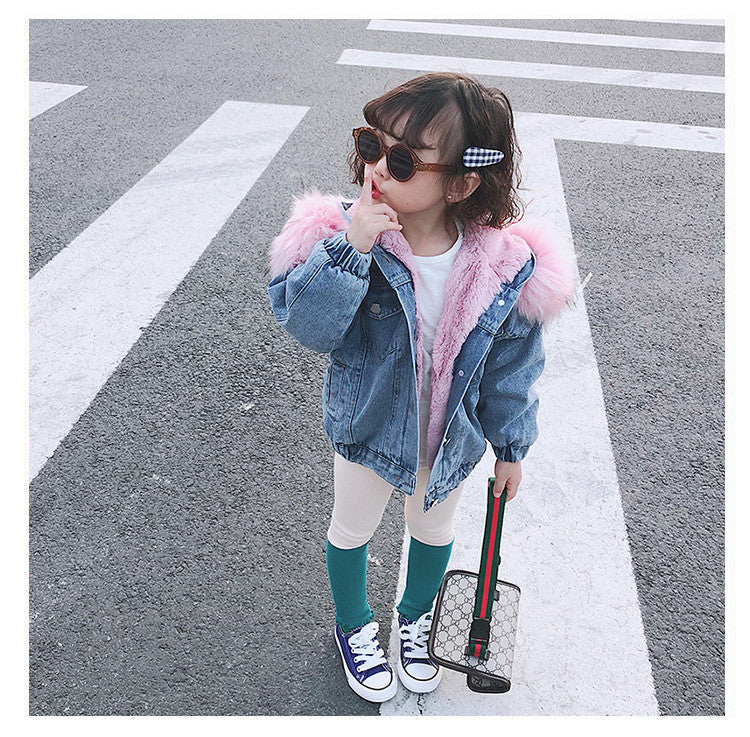 Giubbino baby jeans ecofur colors