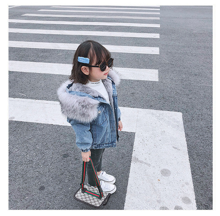 Giubbino baby jeans ecofur colors