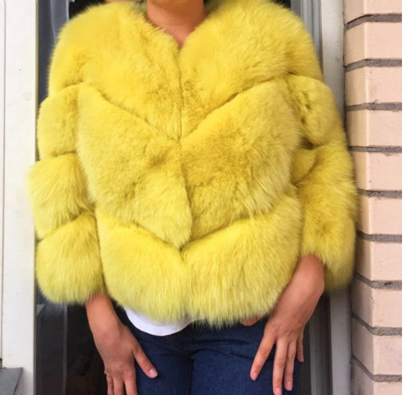 Yellow real fur