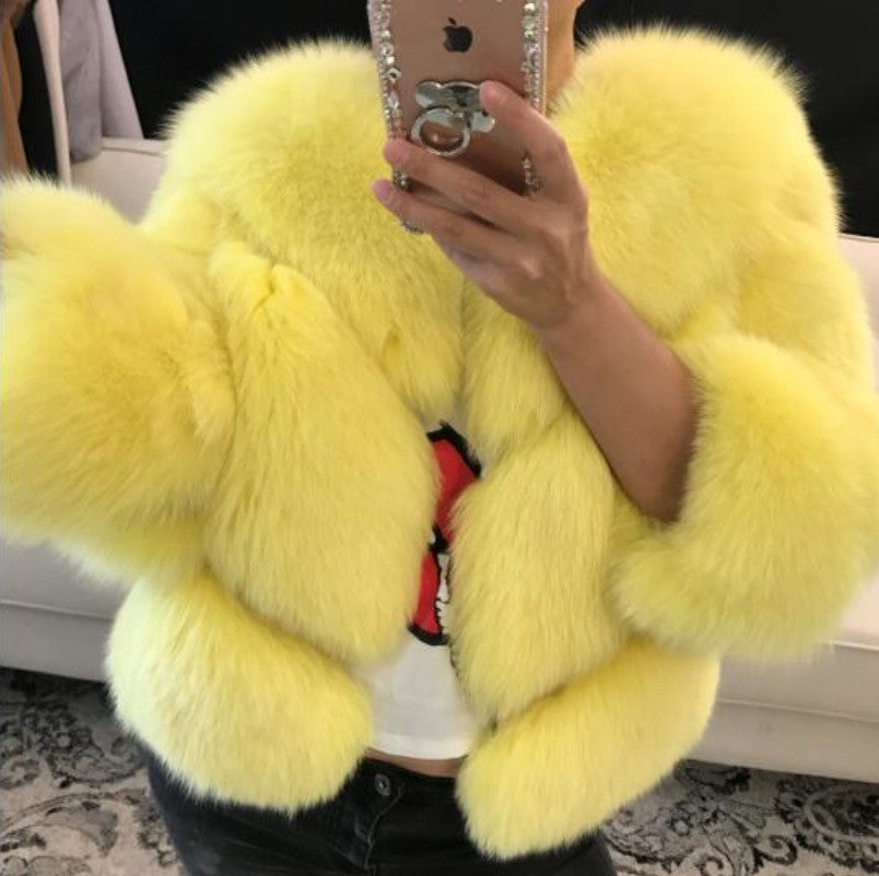 Yellow real fur