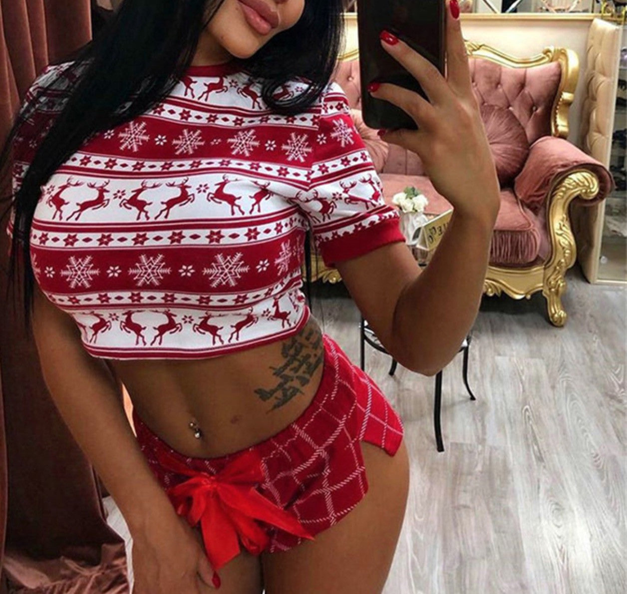 Pigiamino corto renne scacchi