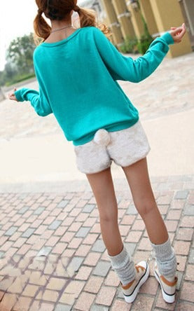 Shorts ecopelliccia con coda dettaglio pon pon — Dream Shop