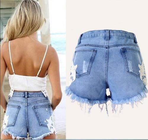 Pantalones cortos vaqueros de encaje blanco