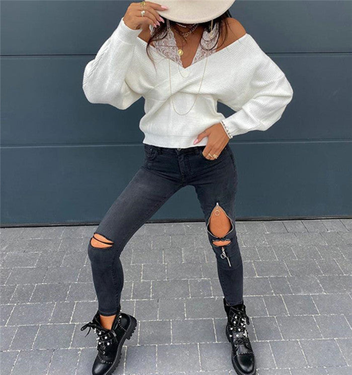 Maglia scollo V profondo pizzygar