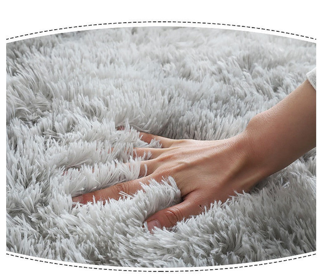 Tappeto peloso tondo multicolor